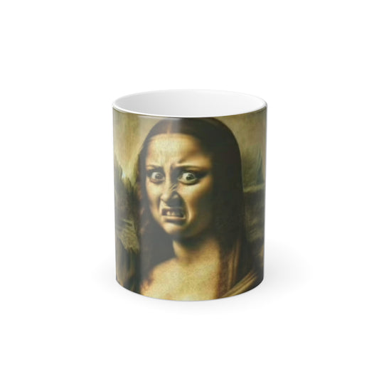 Hilarious Mona Lisa Is Horrified - Color Morphing Mug - Unique Art Mug, Creative Gift for Art Lovers, Funny Mug for Home or Office, Perfect for Birthdays and Christmas