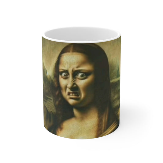 Funny Mona Lisa Mug, Quirky Coffee Cup, Art Lover Gift, Unique Home Decor, Creative Tea Mug